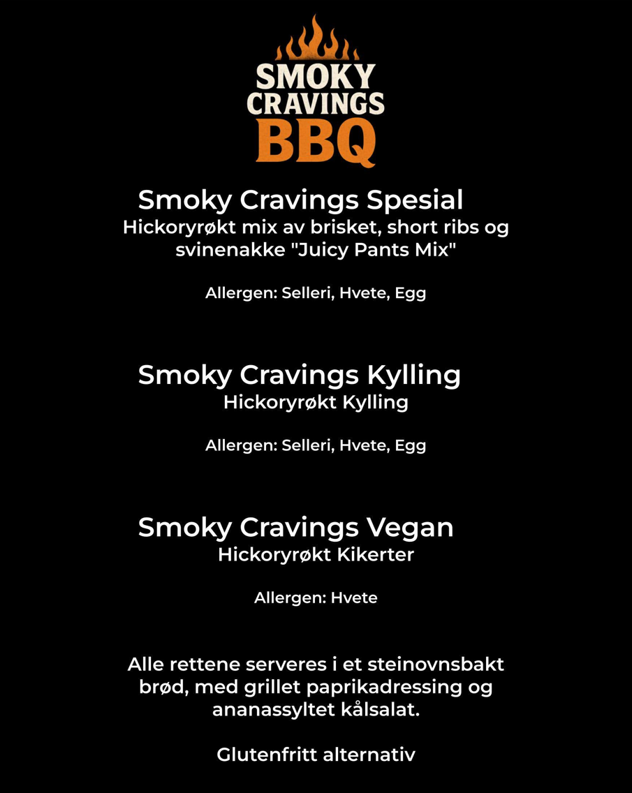 Smoky Cravings festival-meny med priser og rettbeskrivelser